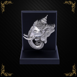 Ganesha on Table Top with velvet box 999 Pure Silver Plated.
